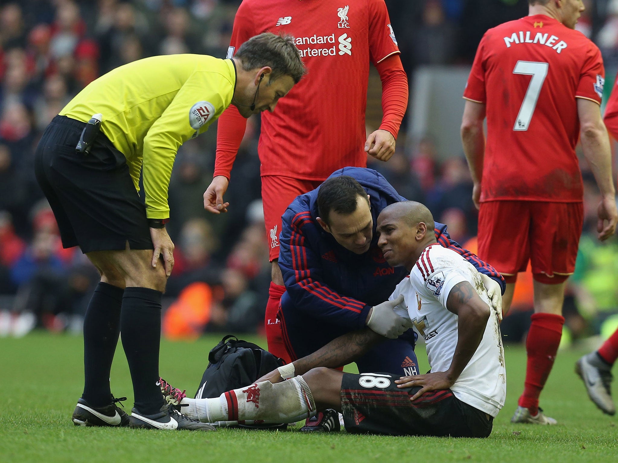 Ashley Young suffered a serious groin injury in the 1-0 win over Liverpool