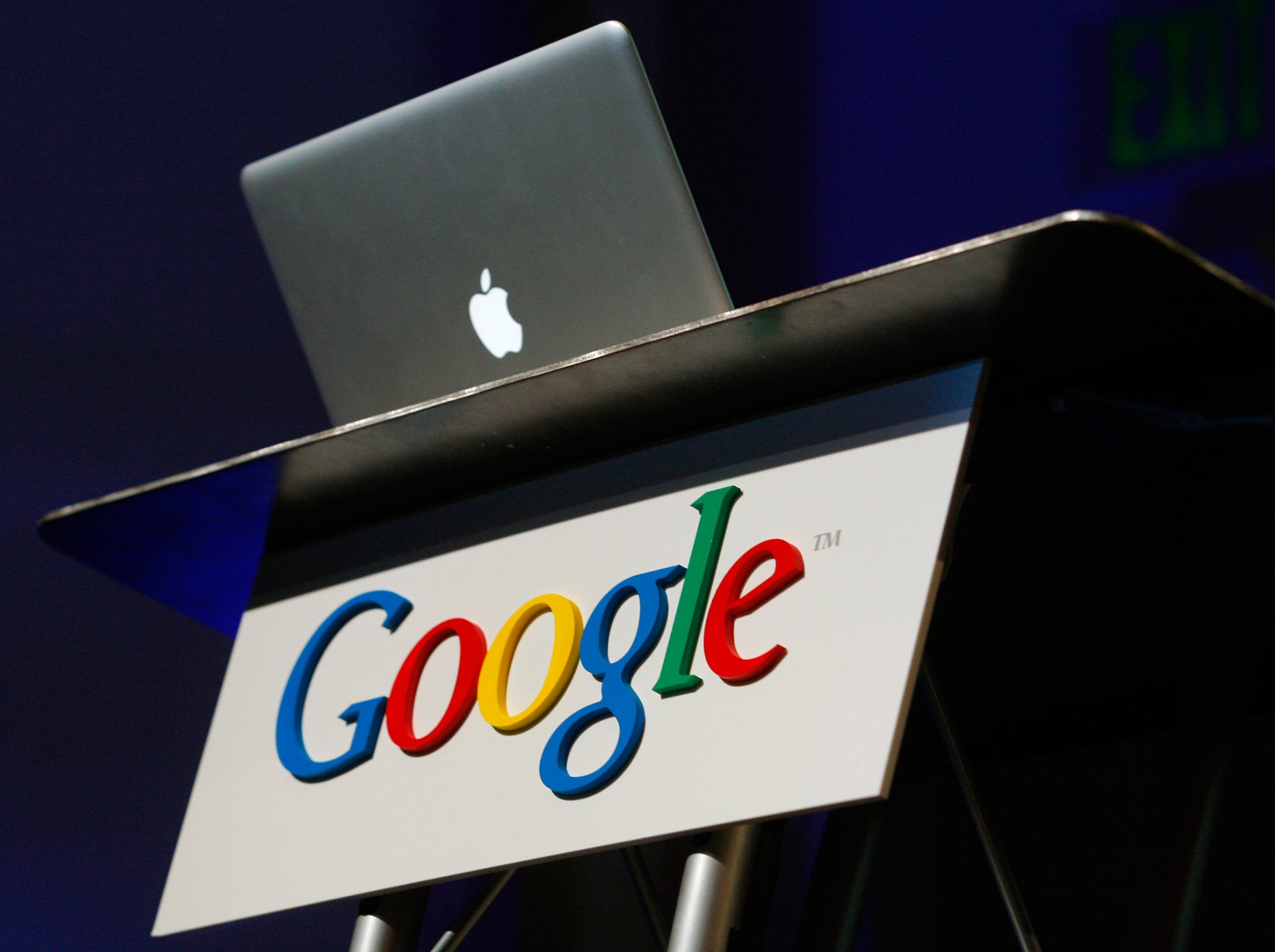 An Apple computer is shown on Google's company campus in Mountain View, California February 9, 2010