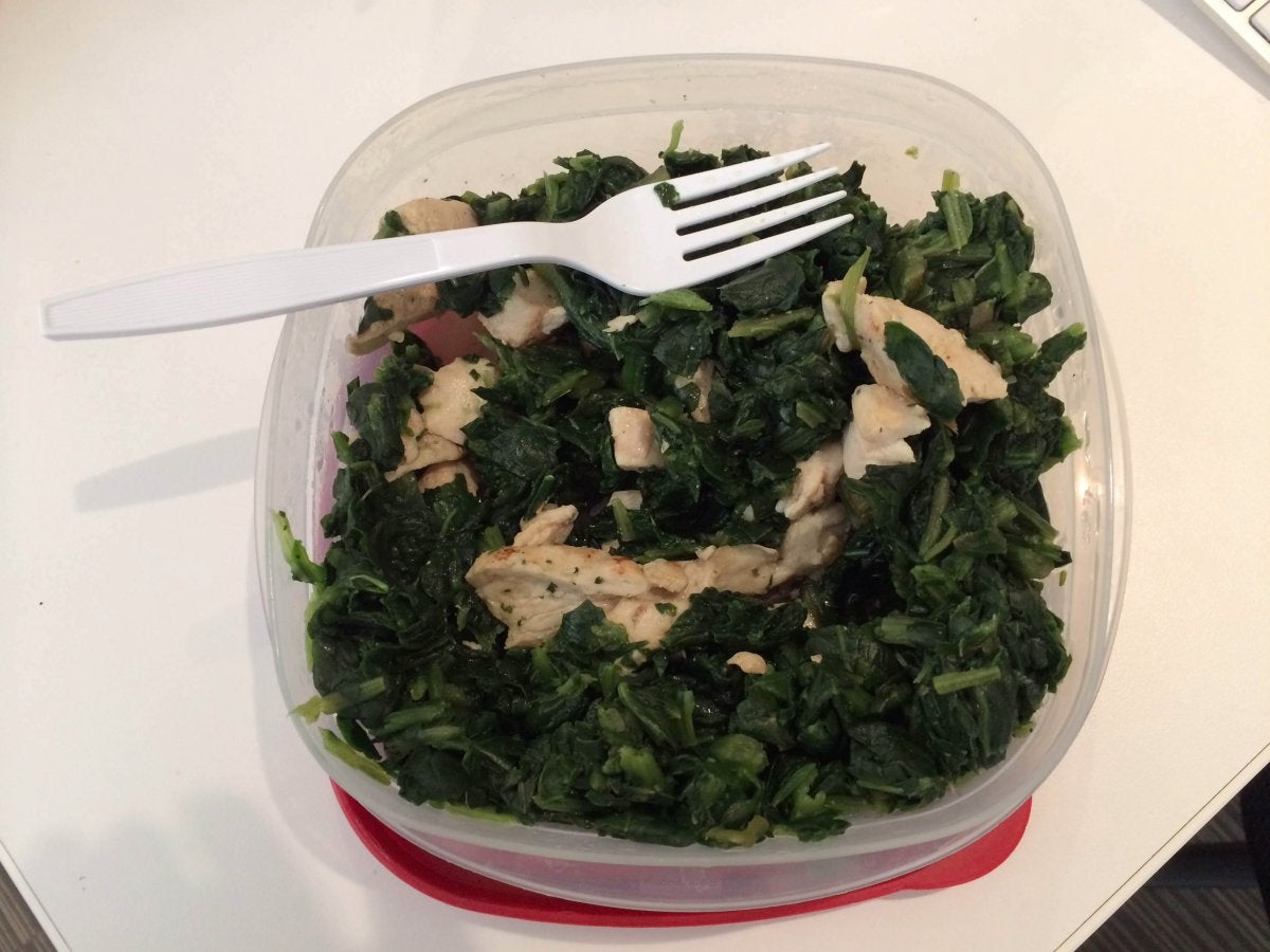 Spinach and grilled chicken