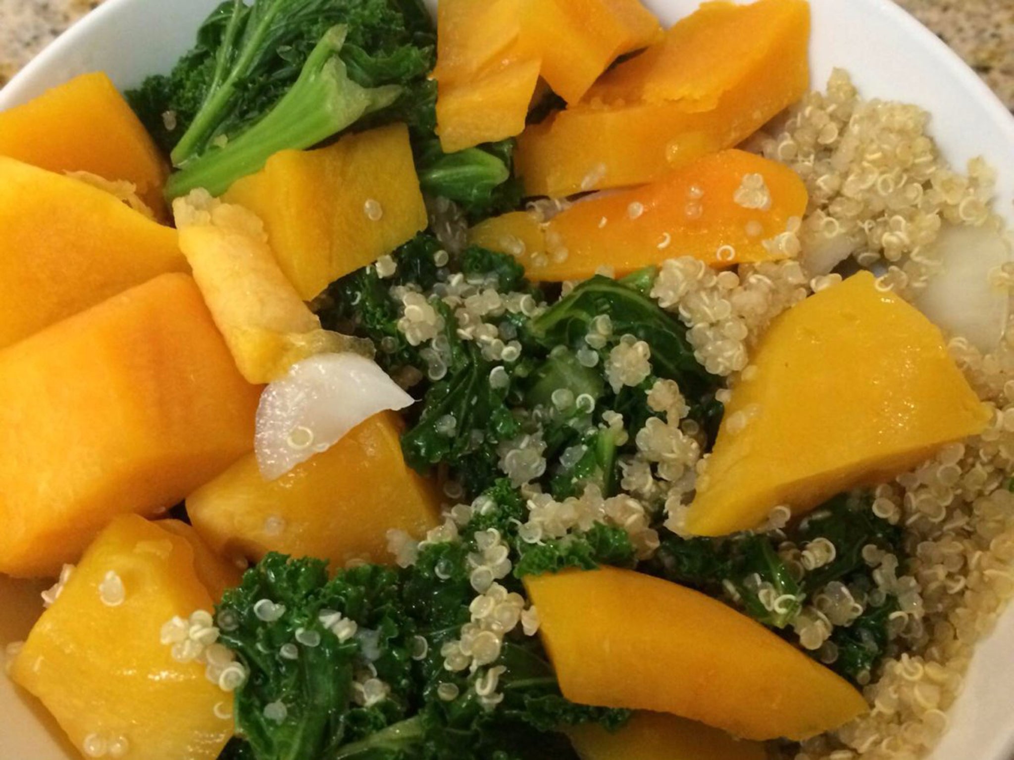 Quinoa with steamed butternut squash