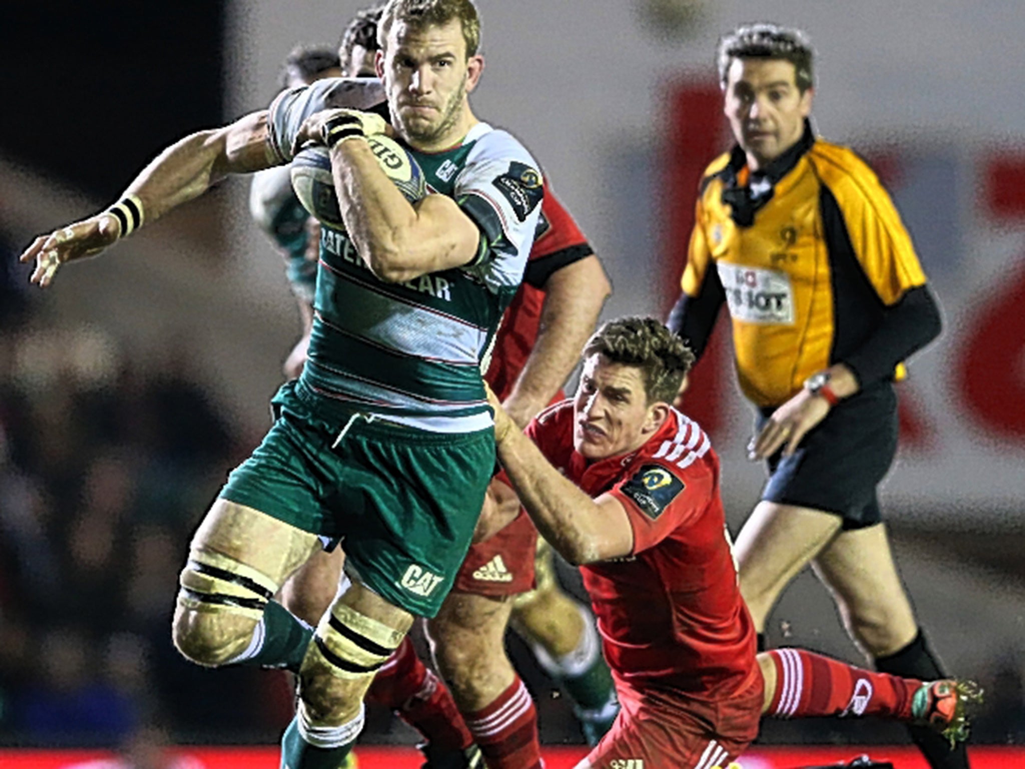 &#13;
Croft making a break against Munster in the European Champions Cup last month&#13;