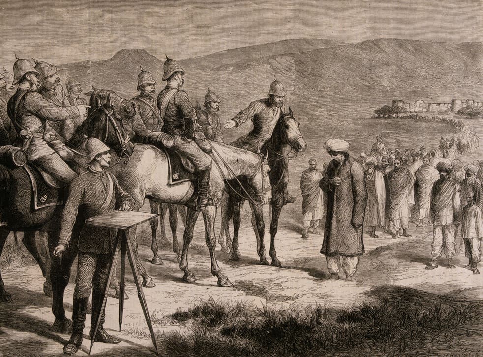 The Governor of Pesh-Bolak Ali Muhammad surrenders to General MacPhearson during the period of British Empire rule in India.