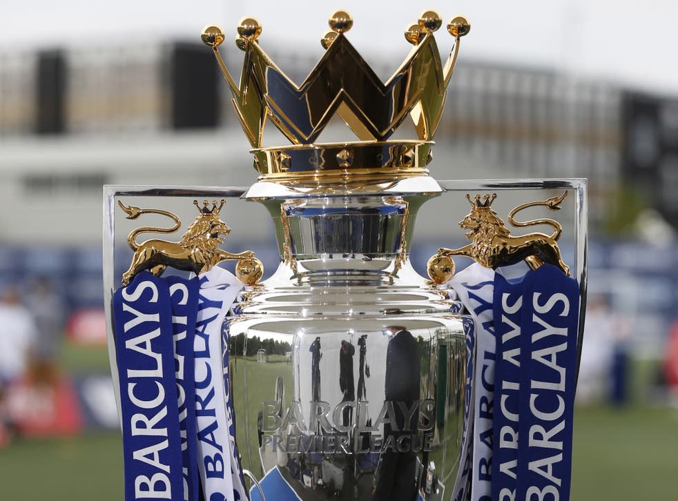 The Barclays Premier League trophy during the official Premier League season launch media event at Southfields Academy