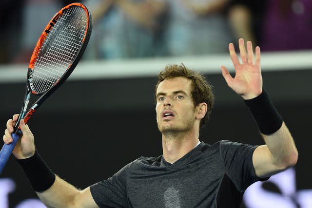 Andy Murray celebrates his victory over Joao Sousa