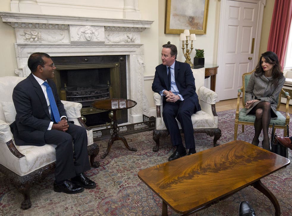 David Cameron hosts Mohamed Nasheed and Amal Clooney at Downing Street