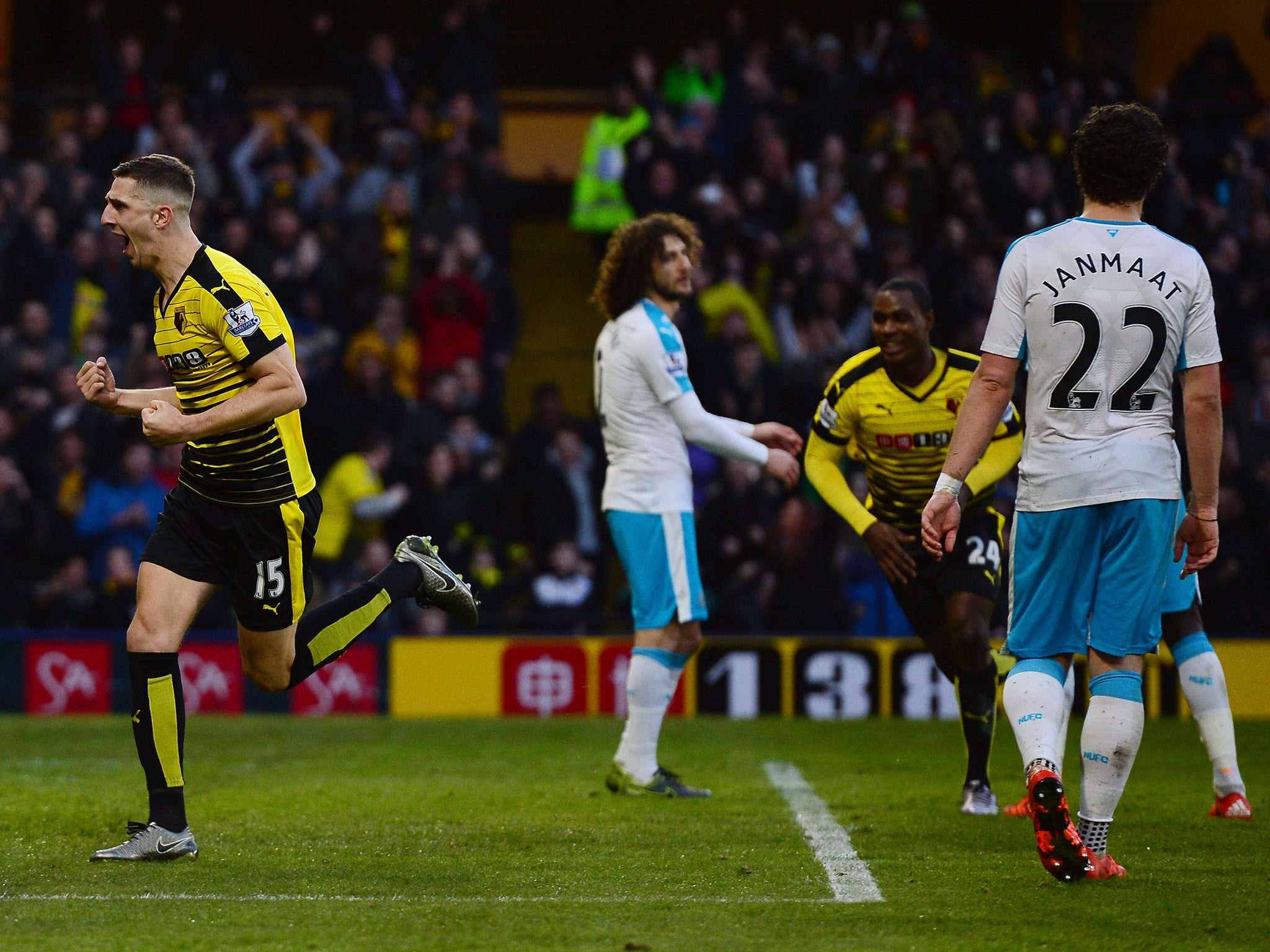 Craig Cathcart celebrates after scoring the second