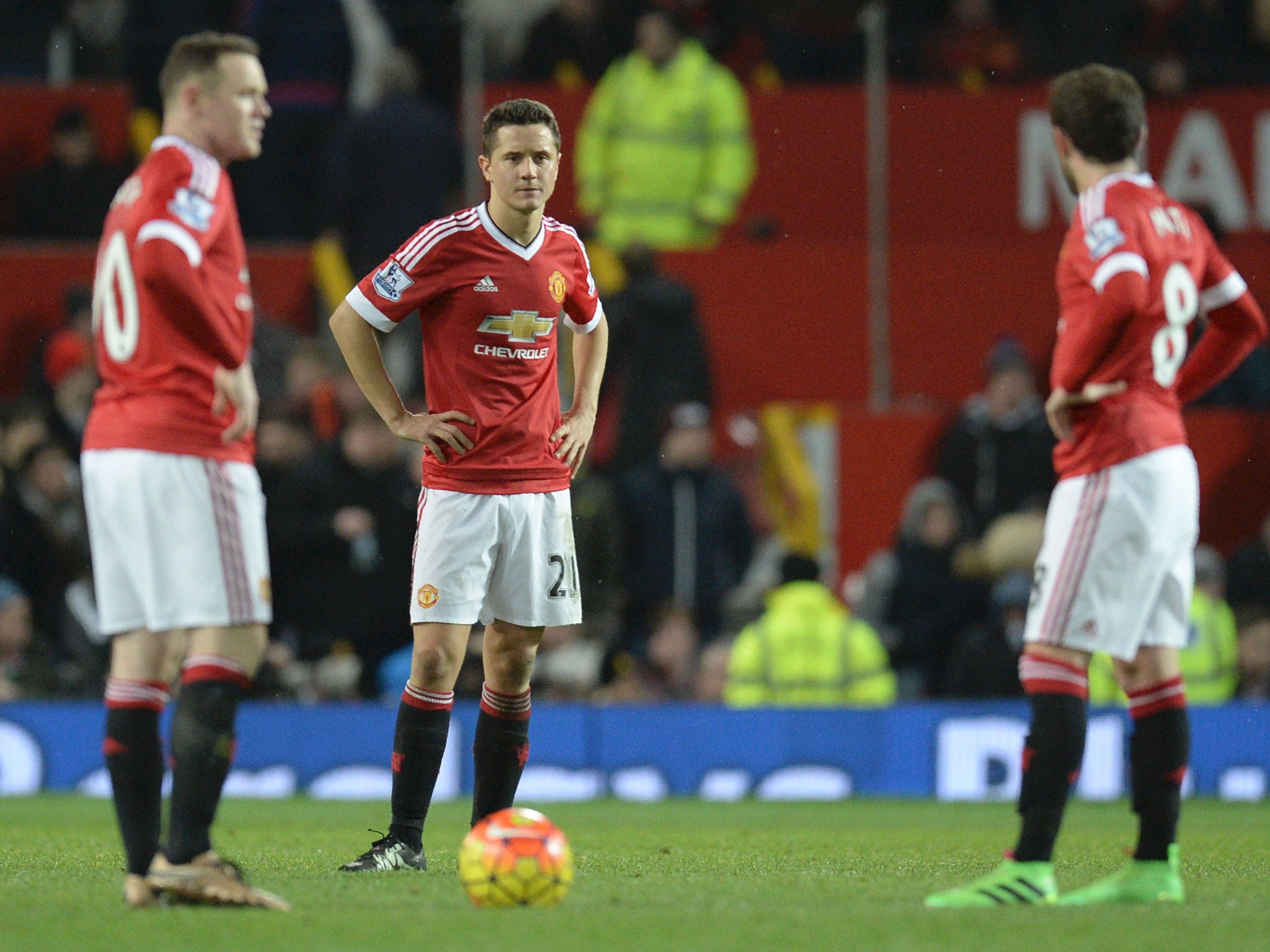 Wayne Rooney, Ander Herrera and Juan Mata react to defeat to Southampton