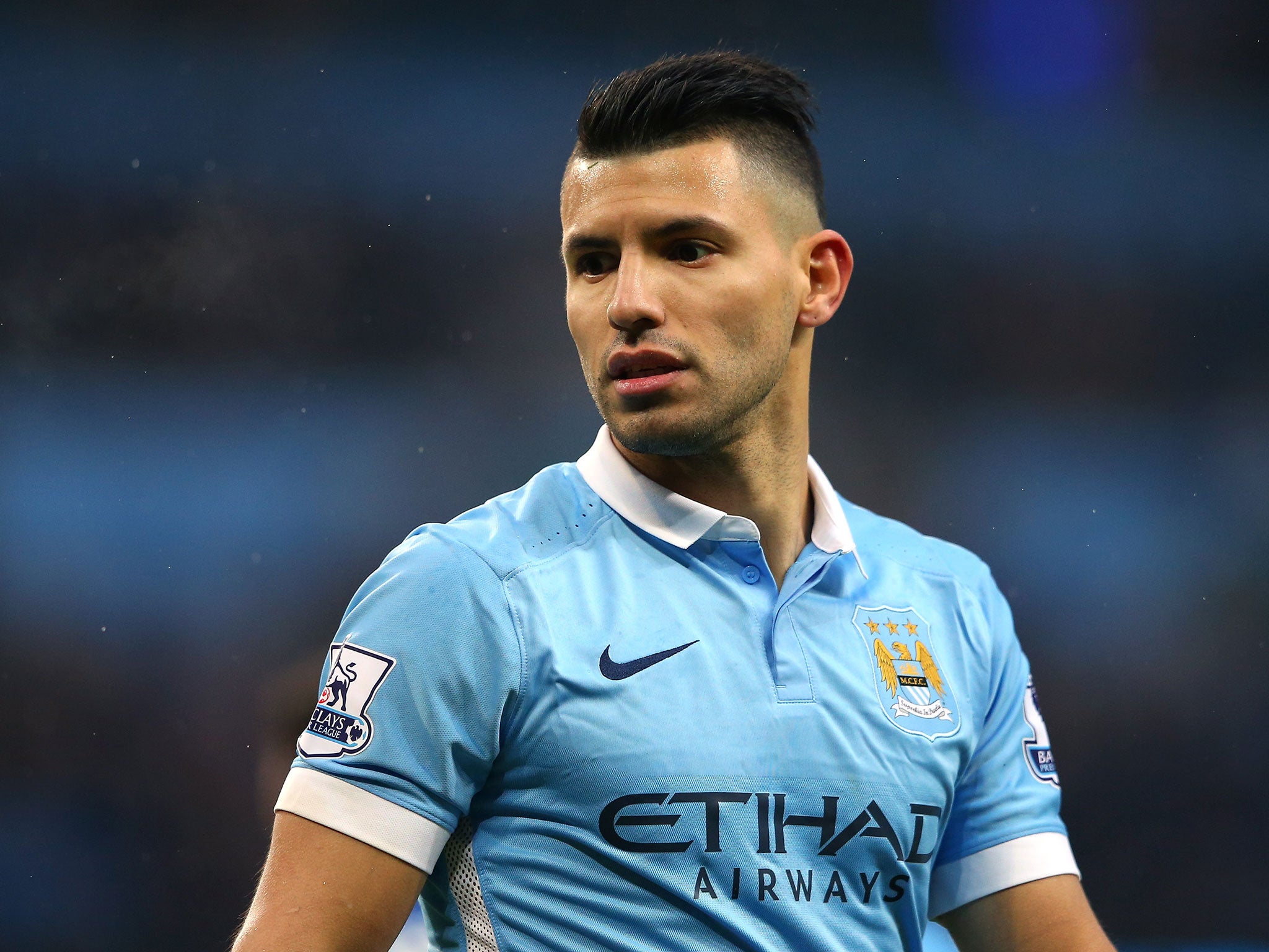 Sergio Aguero leads the Manchester City attack against West Ham