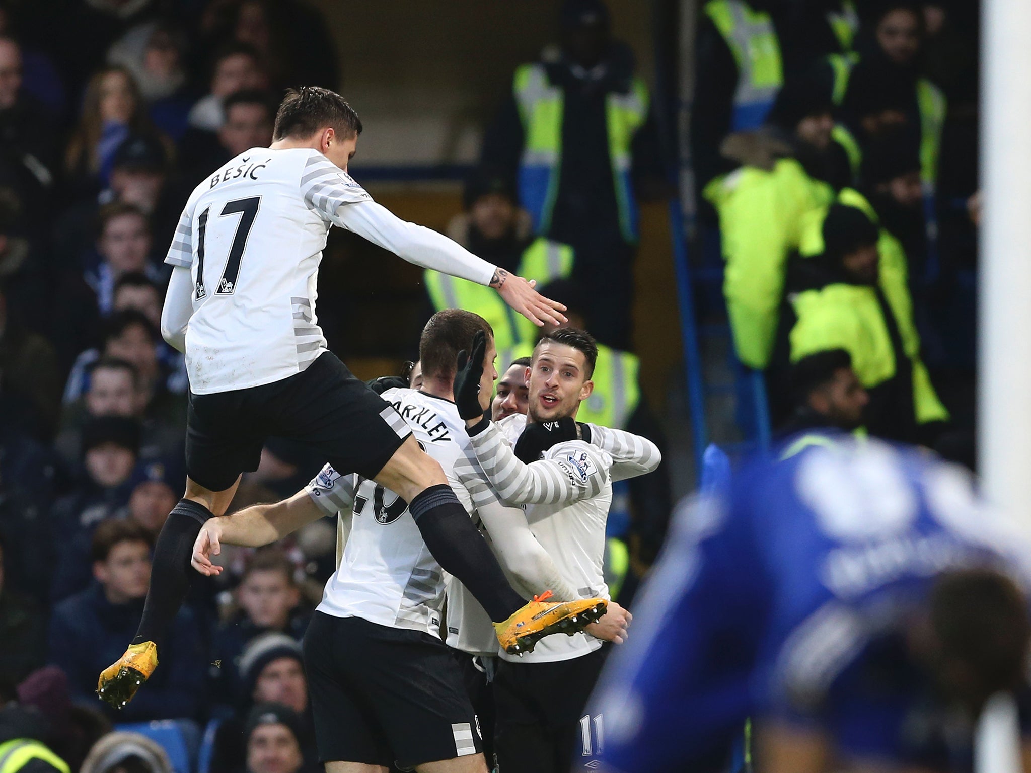 Besic celebrates at Stamford Bridge last week