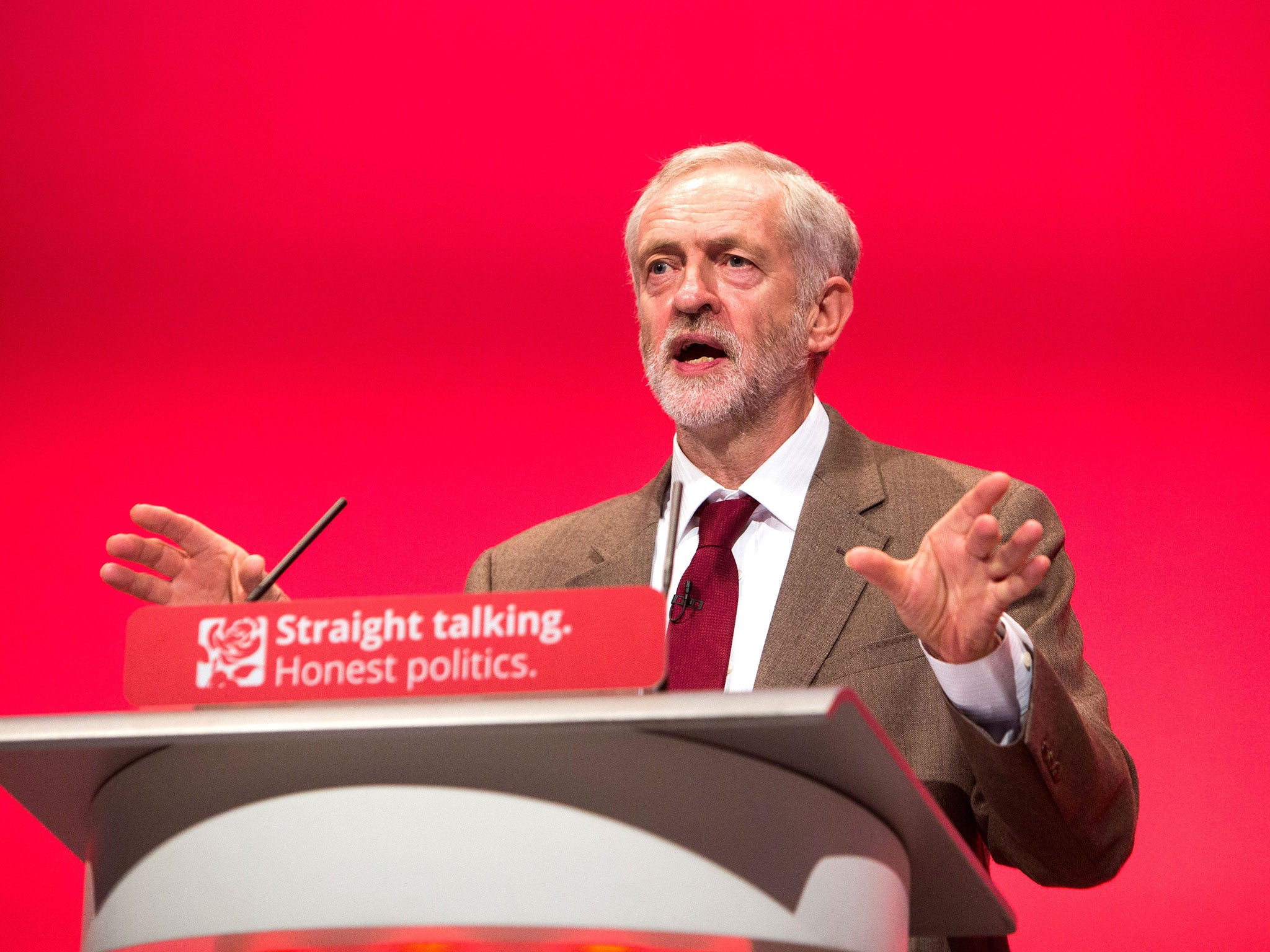 Jeremy Corbyn speaking at the Labour Party Annual Conference in Brighton in September