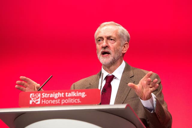 Jeremy Corbyn speaking at the Labour Party Annual Conference in Brighton in September