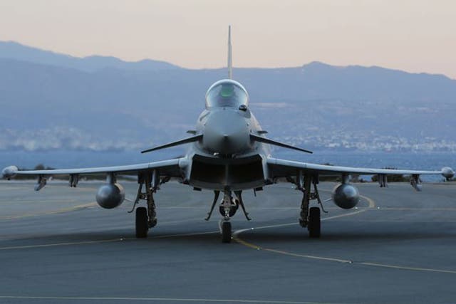 One of Britain’s 131 Typhoon fighter jets – none of which has a collision warning system fitted