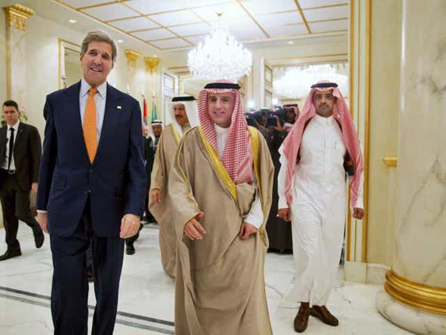 John Kerry with Saudi foreign minister Adel al-Jubeir