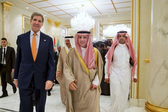 John Kerry with Saudi foreign minister Adel al-Jubeir
