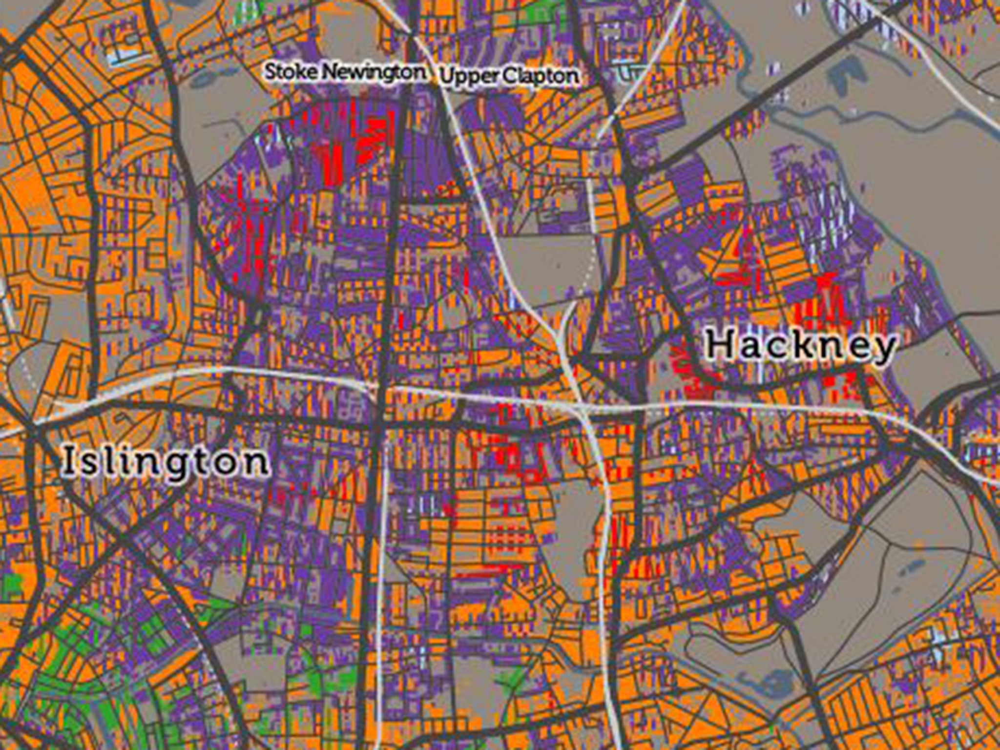 Islington and Hackney had a high proportion of people who travelled by bus, but also several areas where bicycle was the main method of travel