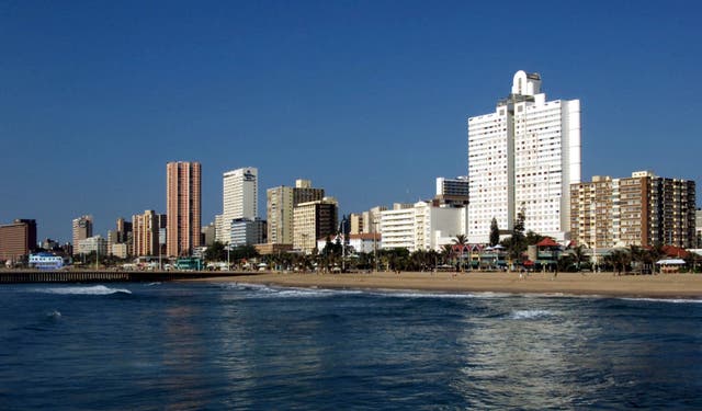 The skyline of the port city of Durban in South Africa's eastern KwaZulu-Natal