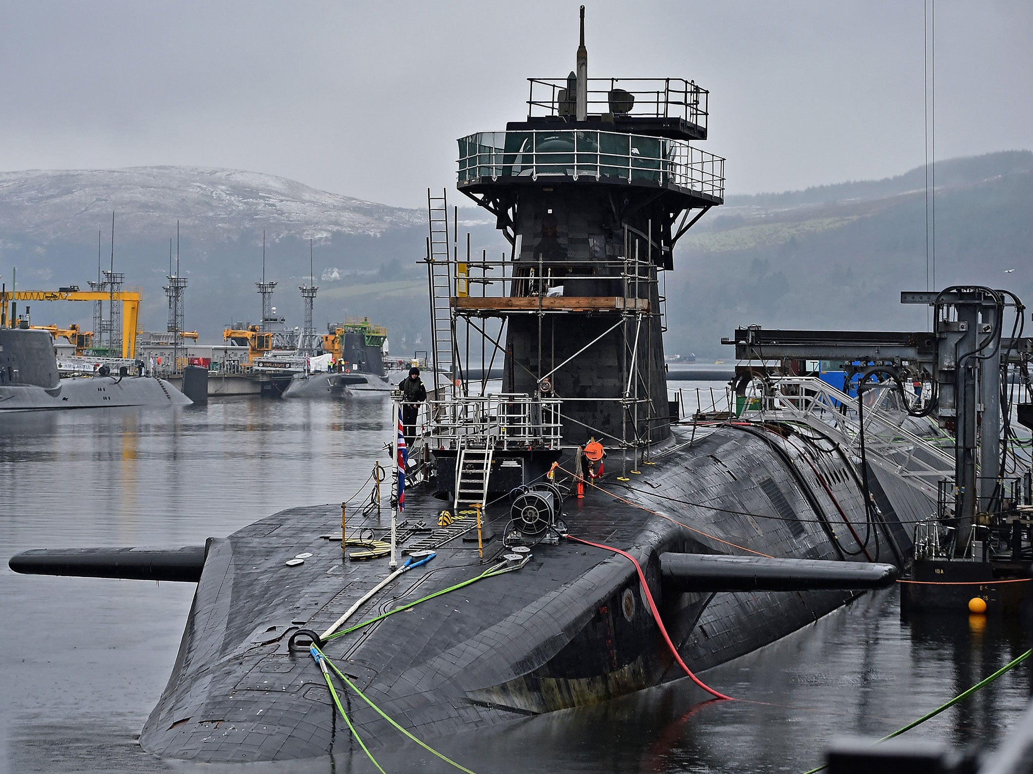 HMS Vigilant, one of Britain’s four Trident nuclear missile-armed submarines, at its Faslane base in Scotland