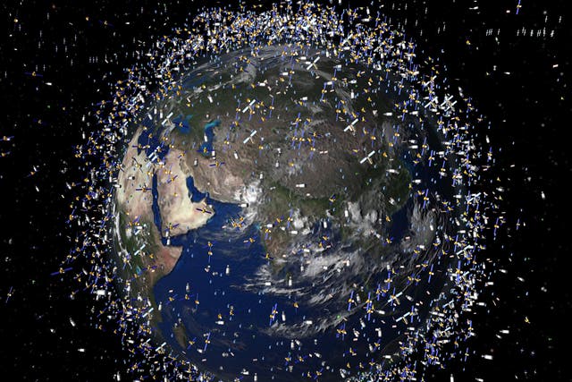 An artist's impression of the space debris in the Earth's orbit