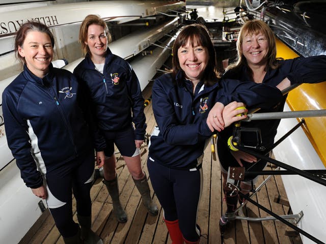 From left to right: Frances Davies, 47, Helen Butters, 45, Niki Doeg, 45, and Janette Benaddi, 51, who are attempting to row 3000-miles across the Atlantic in the Talisker Whisky Atlantic Challenge, revealing they are rowing naked after running out of clean clothes