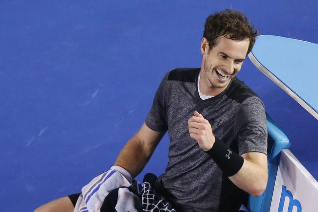Andy Murray pictured during his win over Bernard Tomic
