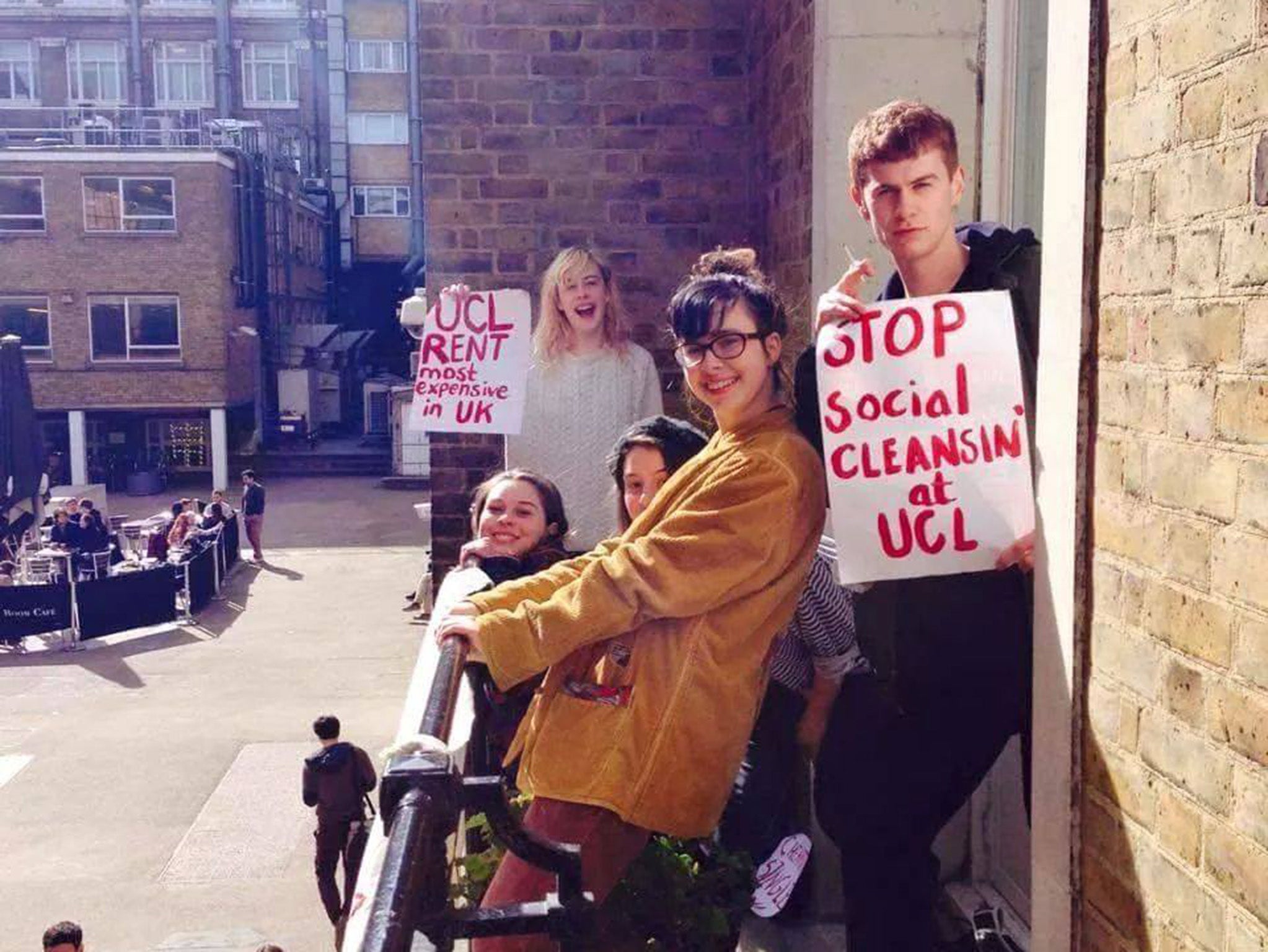 Students demonstrate on the university campus against soaring accommodation fees