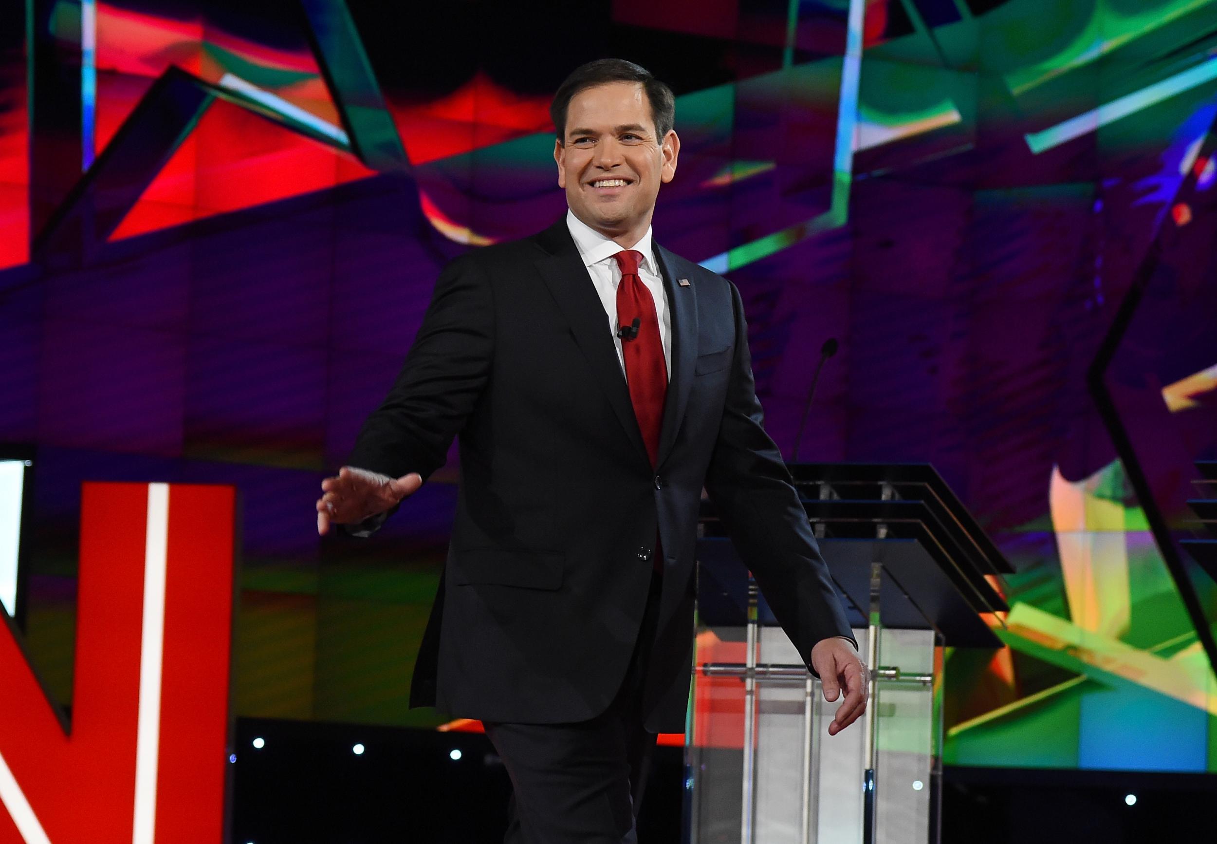 Marco Rubio performing in the recent GOP debate in Las Vegas, Nevada.