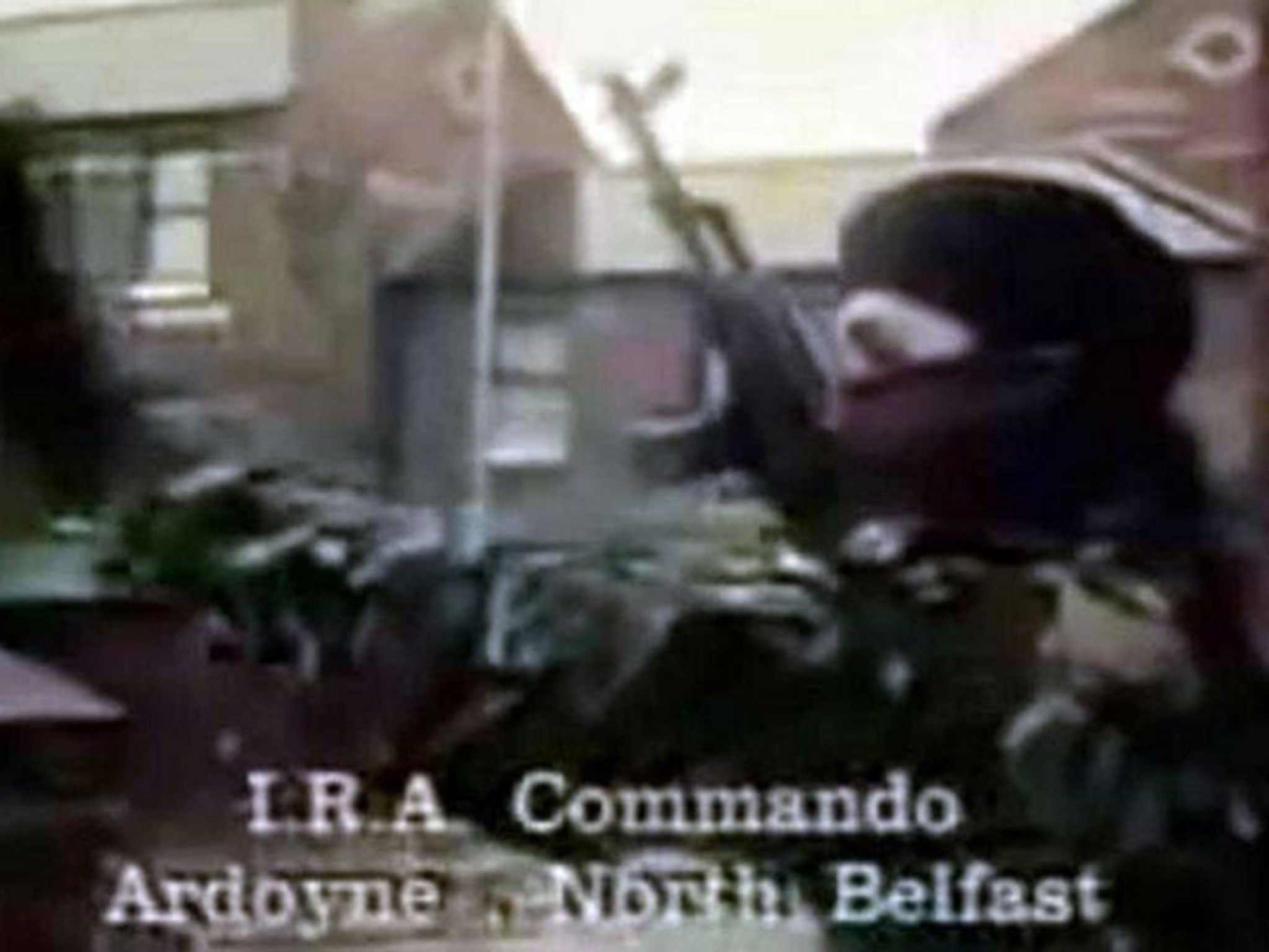 The IRA commander in Ardoyne was known to the British as ‘AA’. He is seen here in a propaganda video in the late 80s