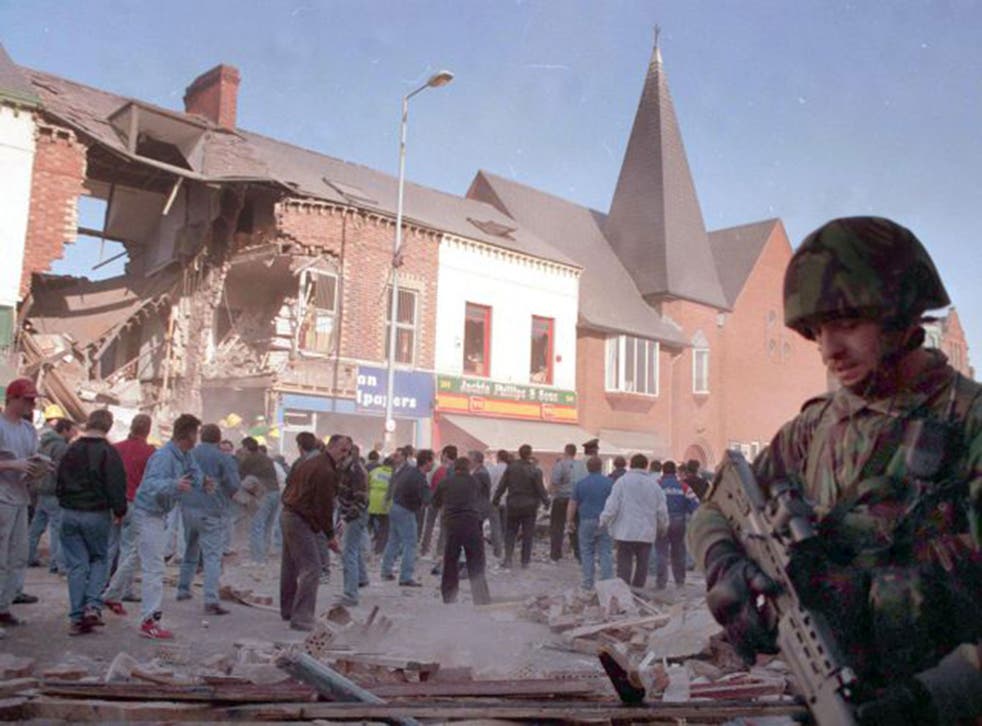 The aftermath of the Frizell’s Fish shop bombing in Shankill Road in 1993, which killed nine innocent people and one bomber