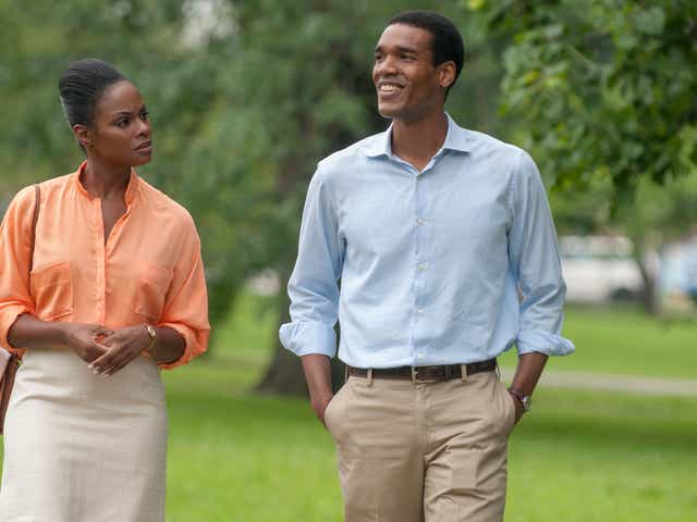 Tika Sumpter as Michelle Robinson and Parker Sawyers as Barack Obama in 'Southside With You'