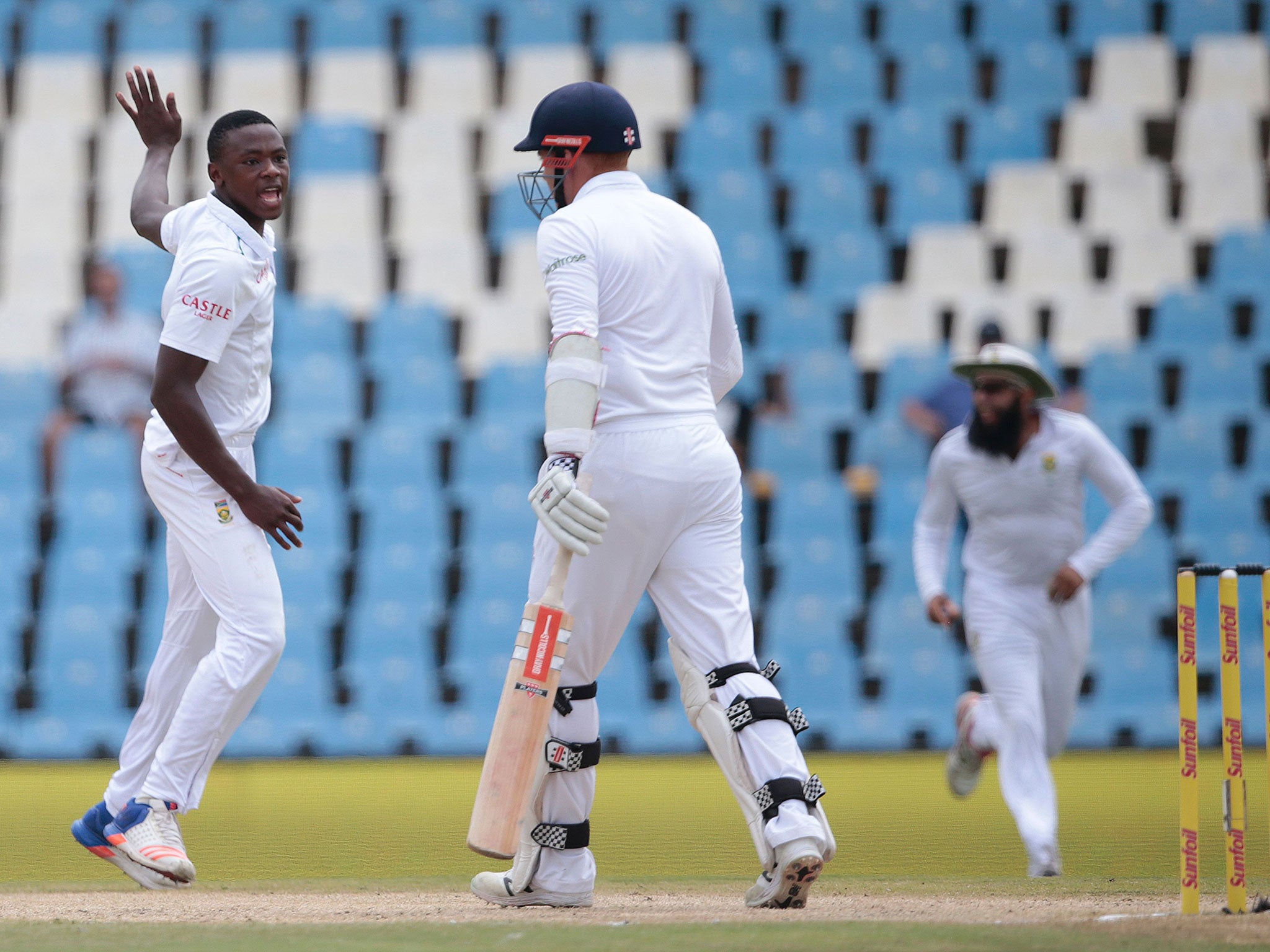 Kagiso Rabada dismissed Jonny Bairstow twice in two balls after the first was ruled a no ball