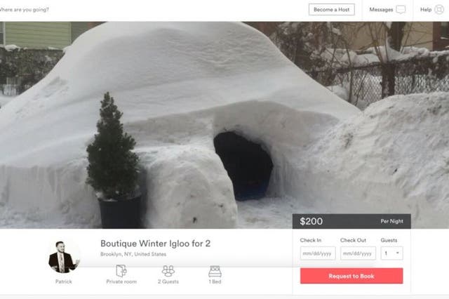 Describing the snowy structure as a 'Boutique winter igloo for two', Brooklyn resident Patrick M. Horton told would-be guests it would cost them $200 (£140) for a single night’s stay