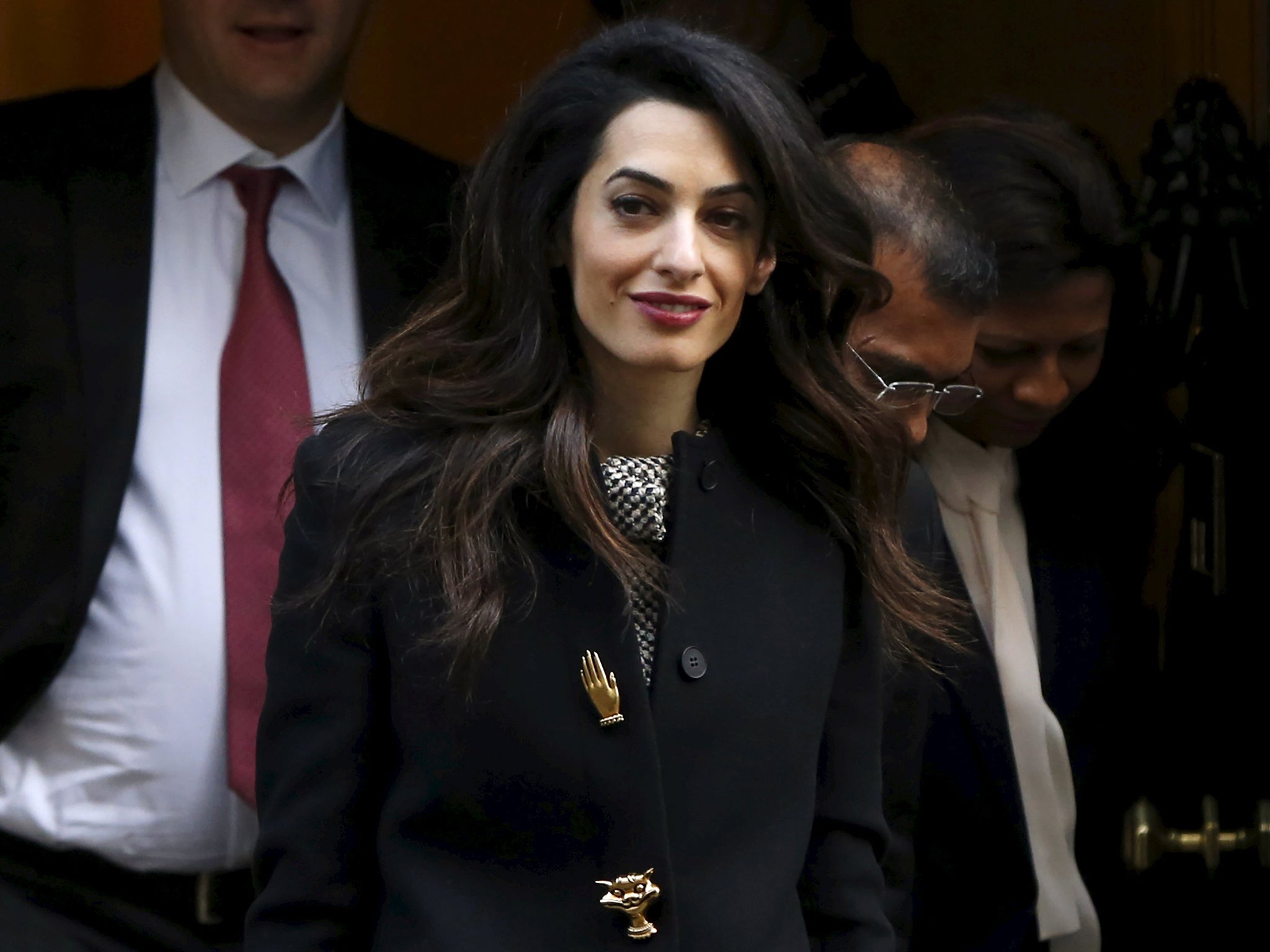 Amal Clooney leaves Downing Street as she fights for freedom for political prisoners in the Maldives. The human rights lawyer and the country's outsted president Mohamed Nasheed, joined the Prime Minister for talks in No 10 as they called for continued pressure against the regime