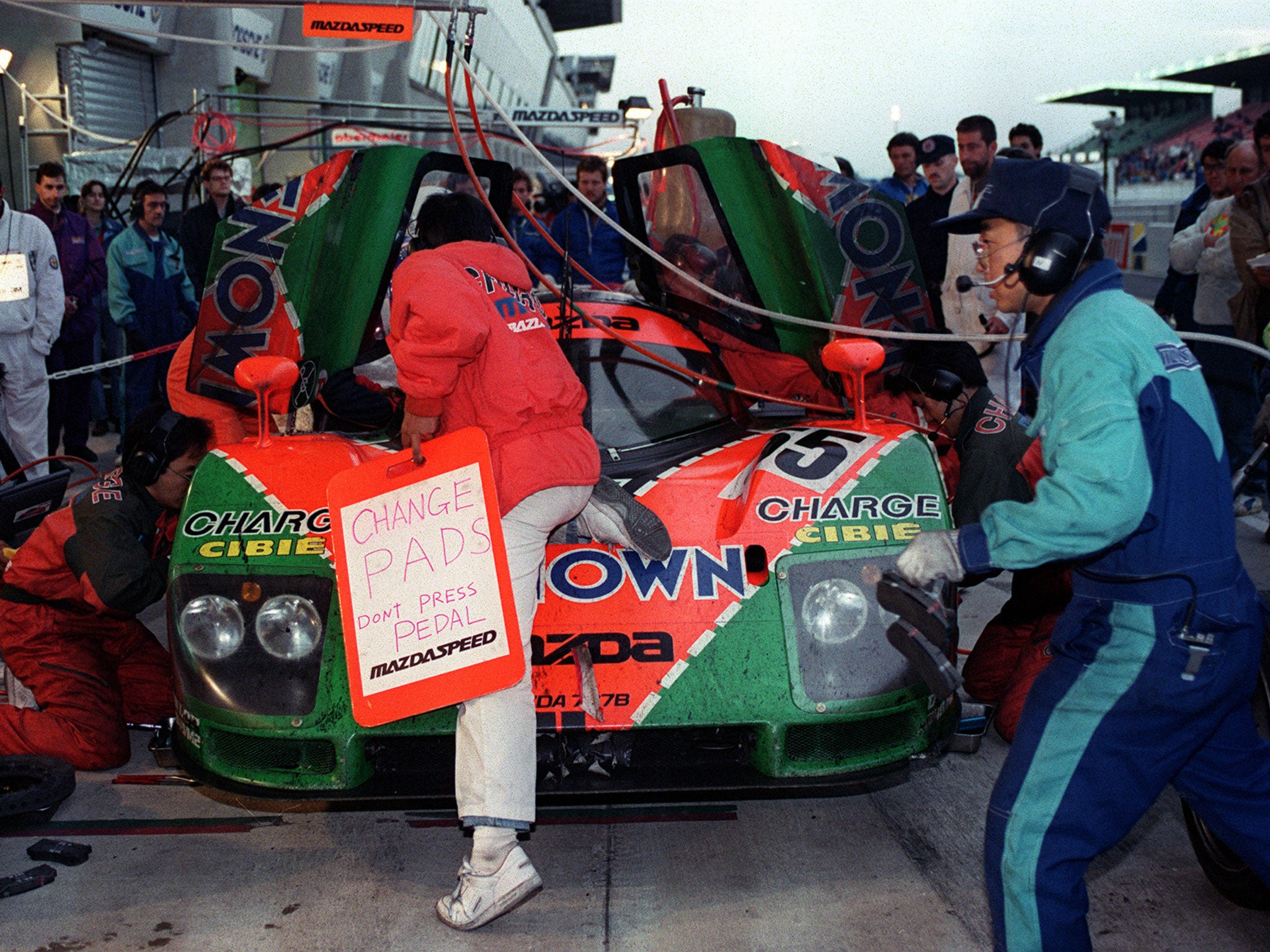 The Mazda 787B of Johnny Herbert, Volmer Weidler and Bertrand Gachot