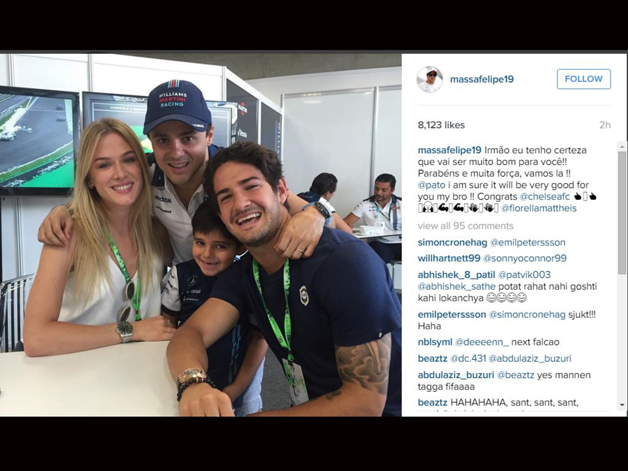 &#13;
Massa's post to Instagram&#13;