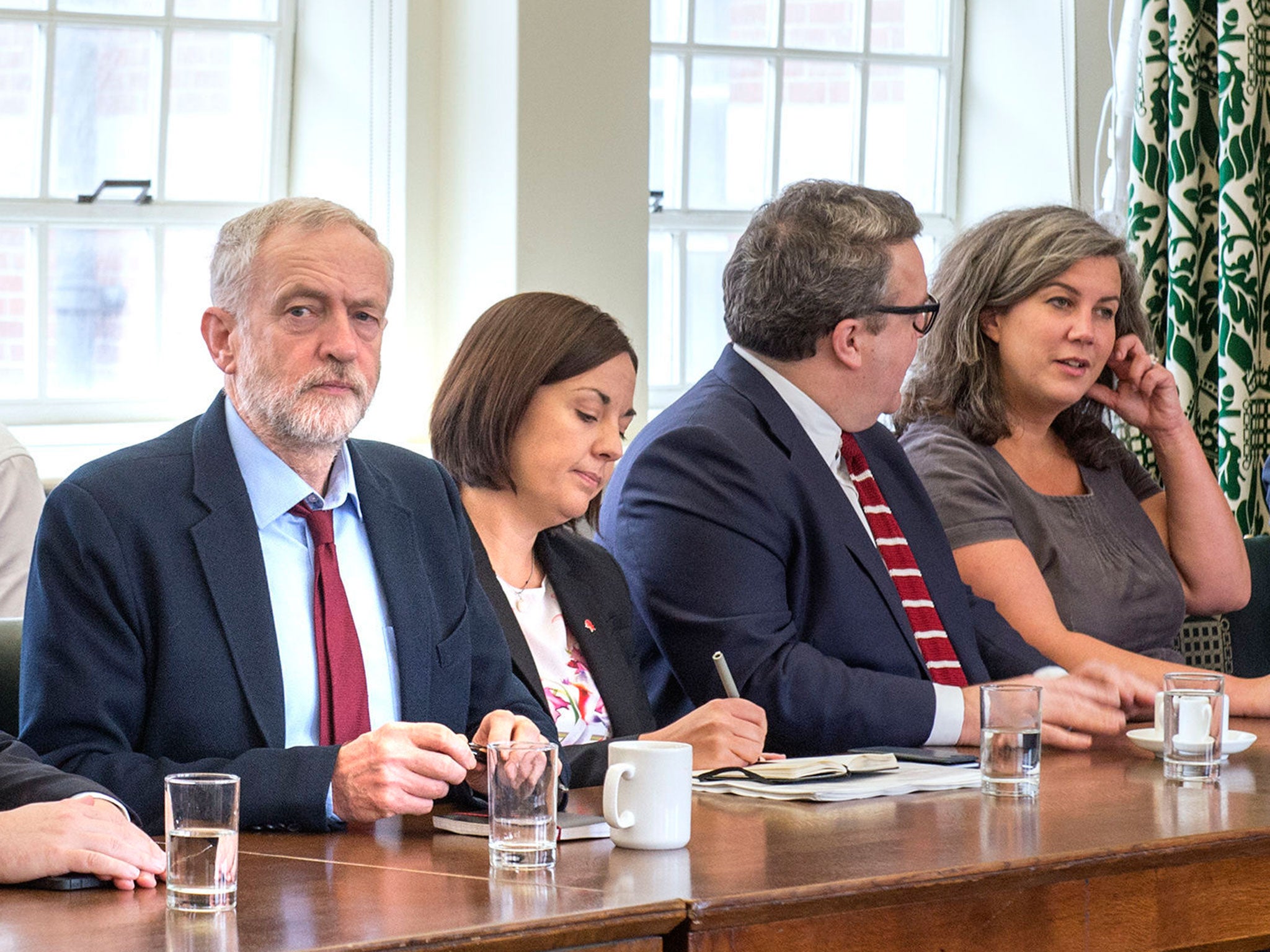 From left to right: Labour leader Jeremy Corbyn, Scottish Labour Party leader Kezia Dugdale, deputy leader Tom Watson and shadow health secretary Heidi Alexander
