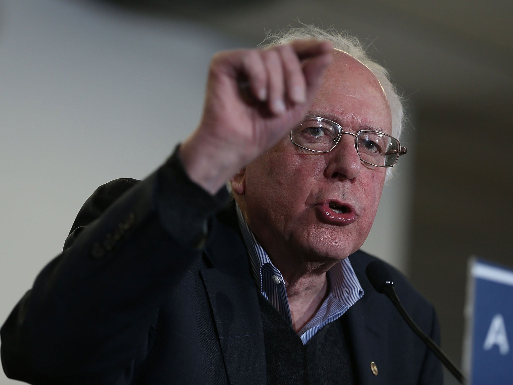Democratic presidential hopeful Bernie Sanders, speaks to a steelworkers union in Iowa