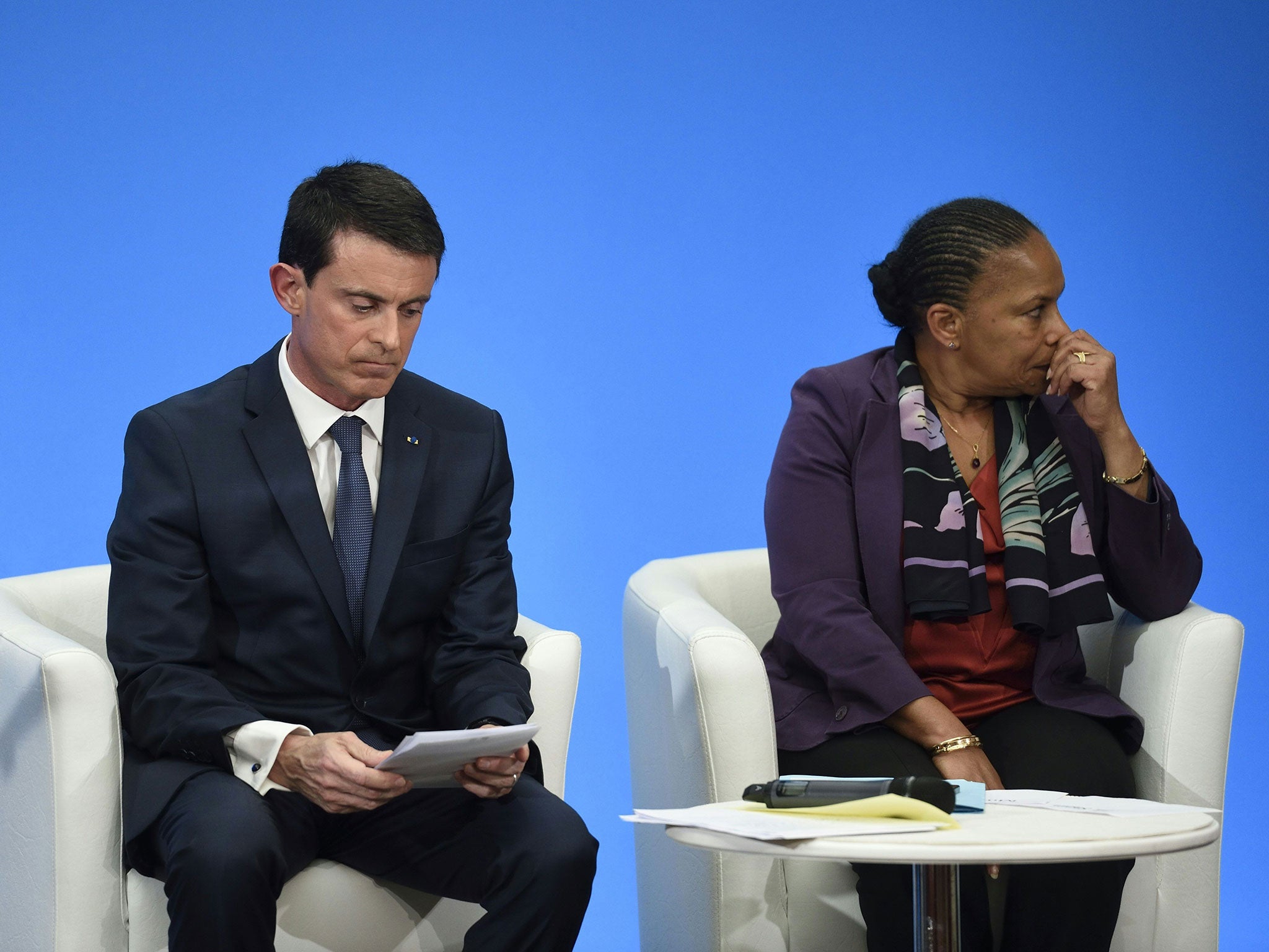Leftist justice minister Christiane Taubira (right) has clashed with the more centre-leaning French Prime Minister Manuel Valls