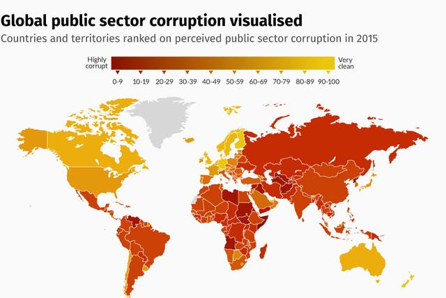 The map of the world's most corrupt countries