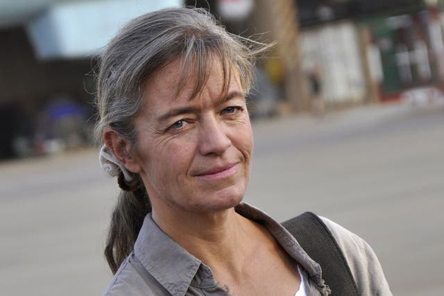 Beatrice Stockly upon her arrival at Ouagadougou airbase after she was freed on 24 April, 2012