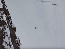Watch freeskier Angel Collinson emerge unscathed from 1,000ft tumble