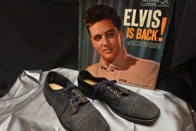 Elvis Presley’s size 10 blue suede shoes from 1960. His version of the song was actually a cover