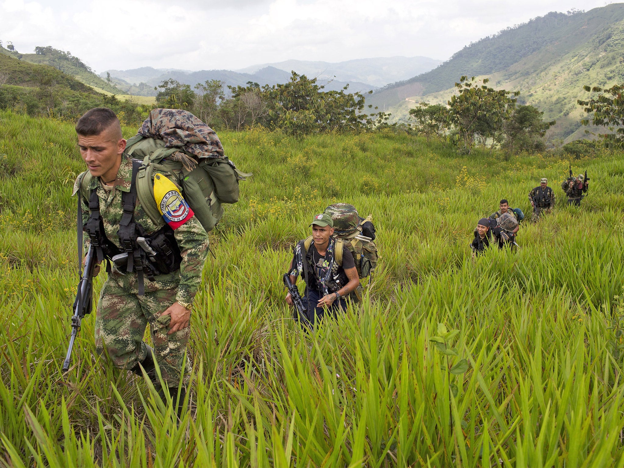 Members of Farc’s 36th Front on the move in the north-west