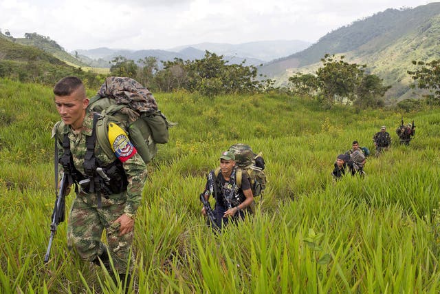 Members of Farc’s 36th Front on the move in the north-west