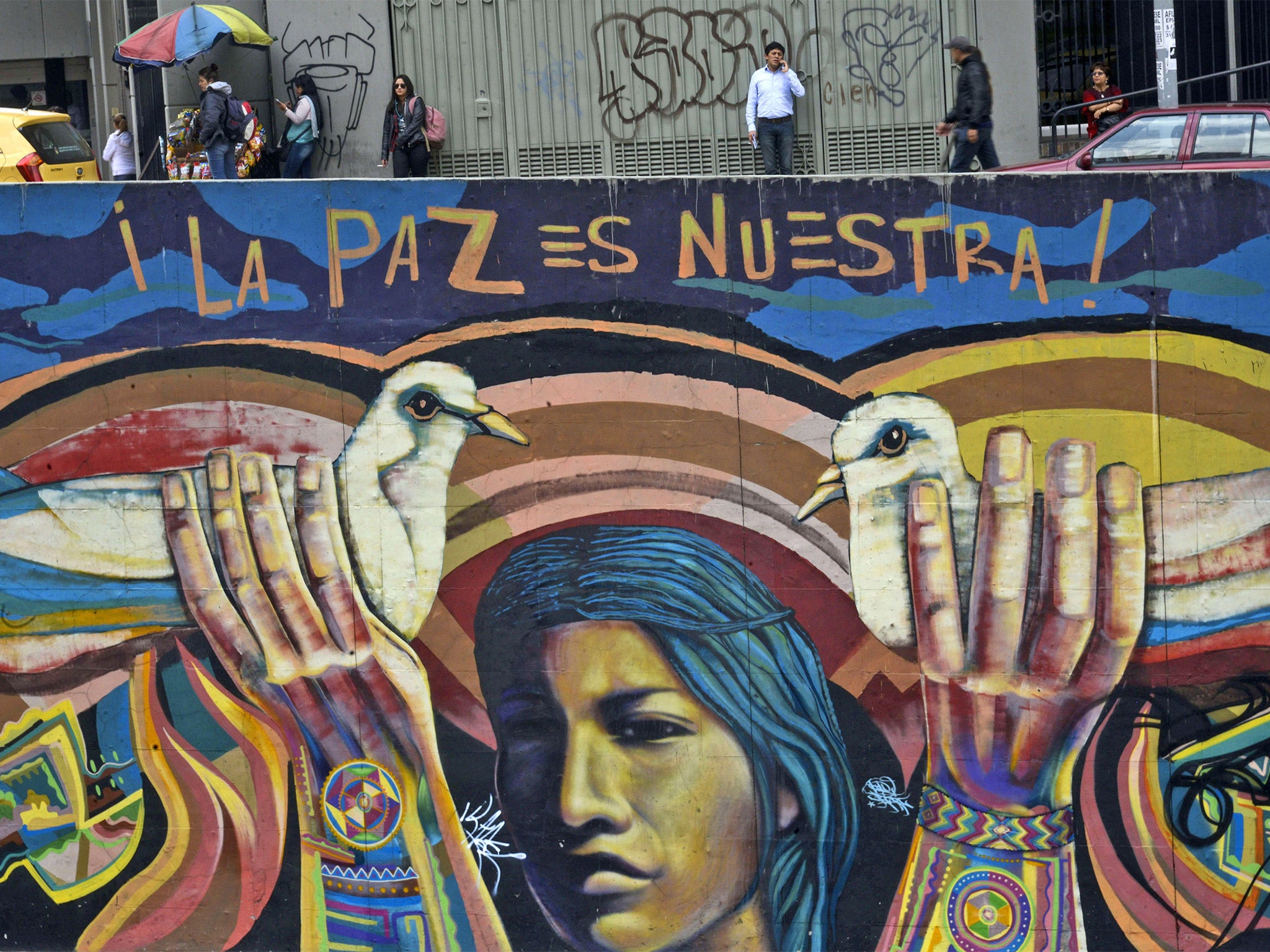 Graffiti in Bogota reflects the desire for peace in Colombia