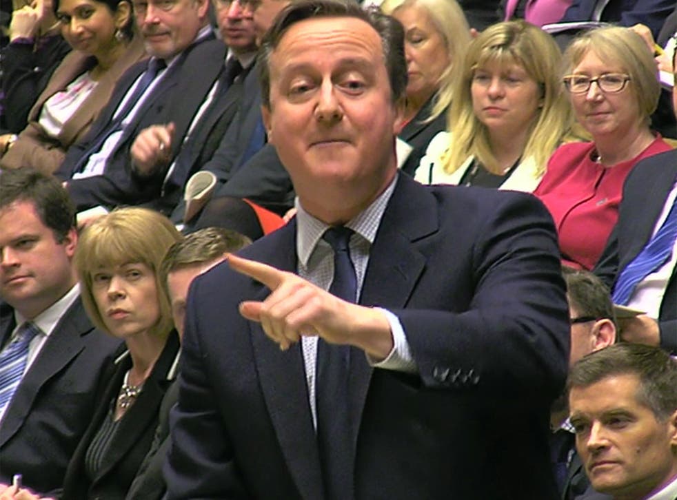 David Cameron gestures during Prime Minister's Questions