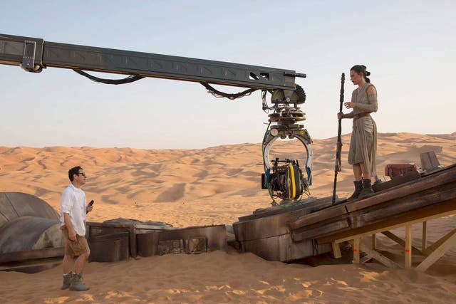 'Star Wars: The Force Awakens' director JJ Abrams on set with Daisy Ridley