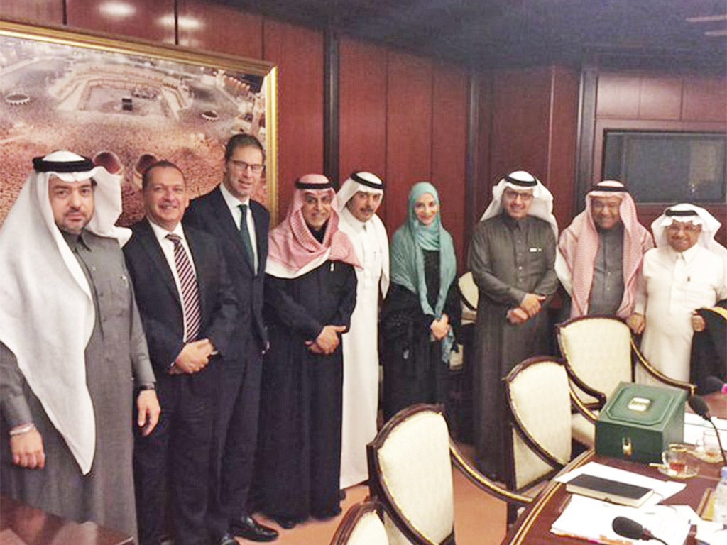 Tobias Ellwood (third from left) tweeted this picture of a Saudi meeting
