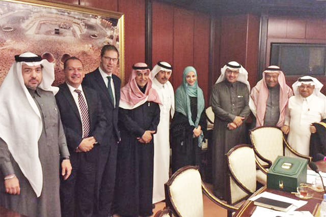 Tobias Ellwood (third from left) tweeted this picture of a Saudi meeting