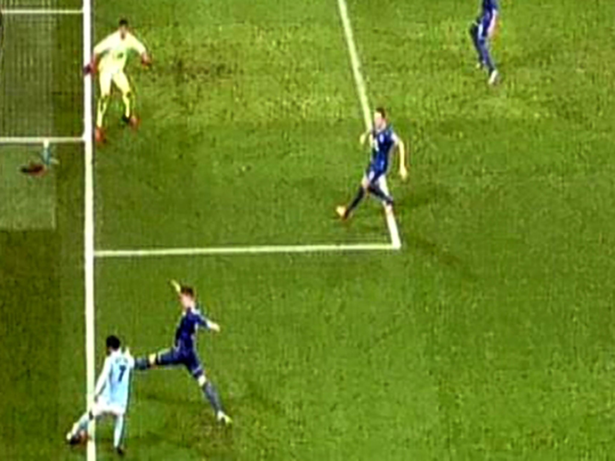 Replays showed the ball was out of play before Sterling cross