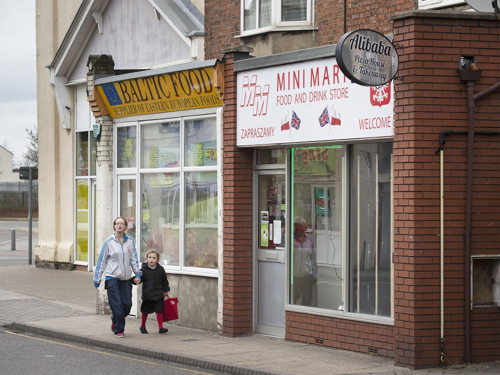 Eastern European shops on West Street in Boston